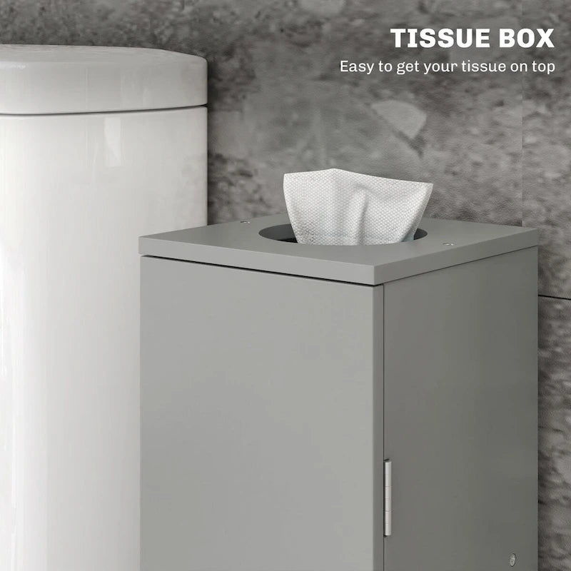 Toilet Paper Cabinet, Small Bathroom Corner Floor Cabinet with Doors and Shelves, Thin Storage Bathroom Organizer
