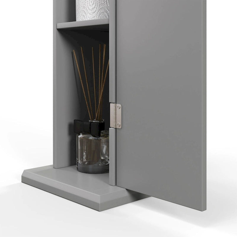Toilet Paper Cabinet, Small Bathroom Corner Floor Cabinet with Doors and Shelves, Thin Storage Bathroom Organizer