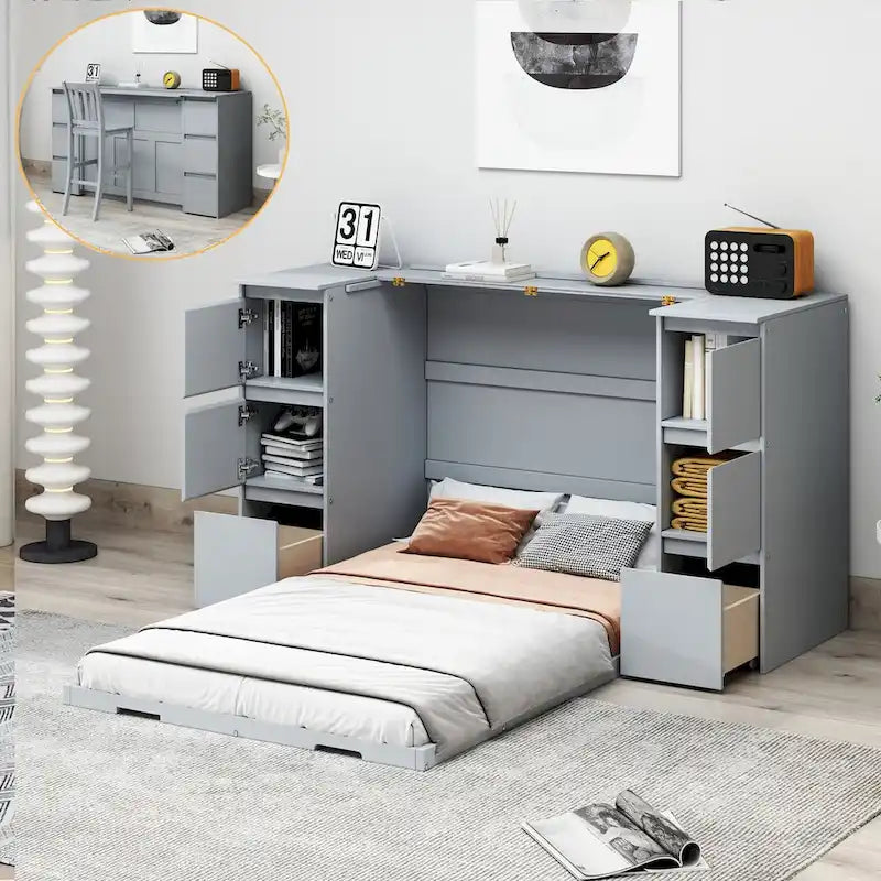 Full Size Murphy Bed with Drawers