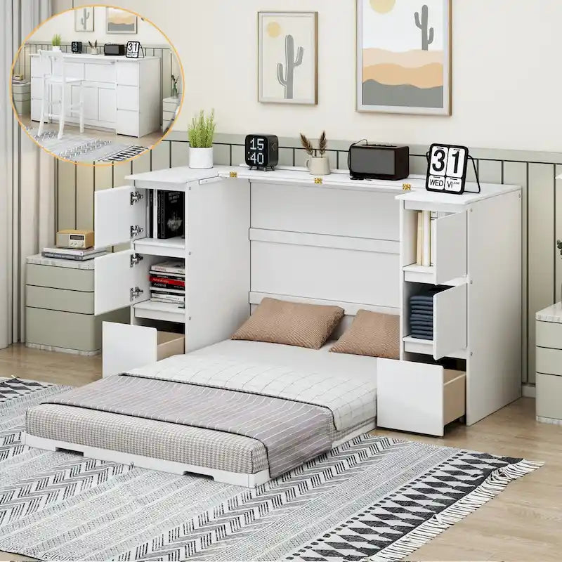 Full Size Murphy Bed with Drawers
