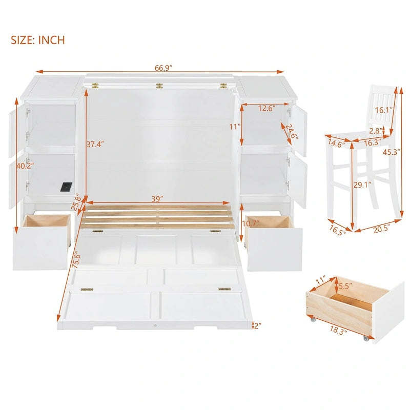 Full Size Murphy Bed with Drawers